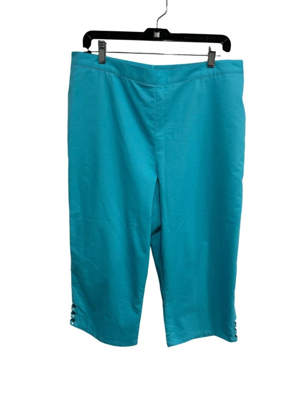 Alfred Dunner 16 Teal Capri Pants Elastic Waist Side Detail Grandmacore Coastal